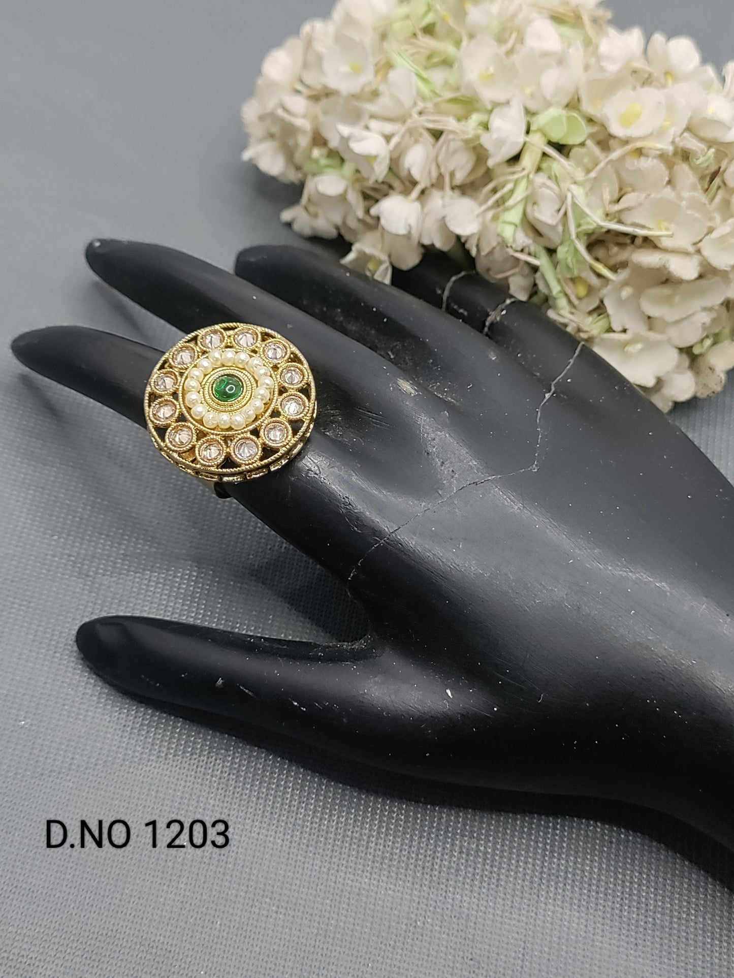 Polki Mehandi Finger Ring SKU 1203 E2 rchiecreation