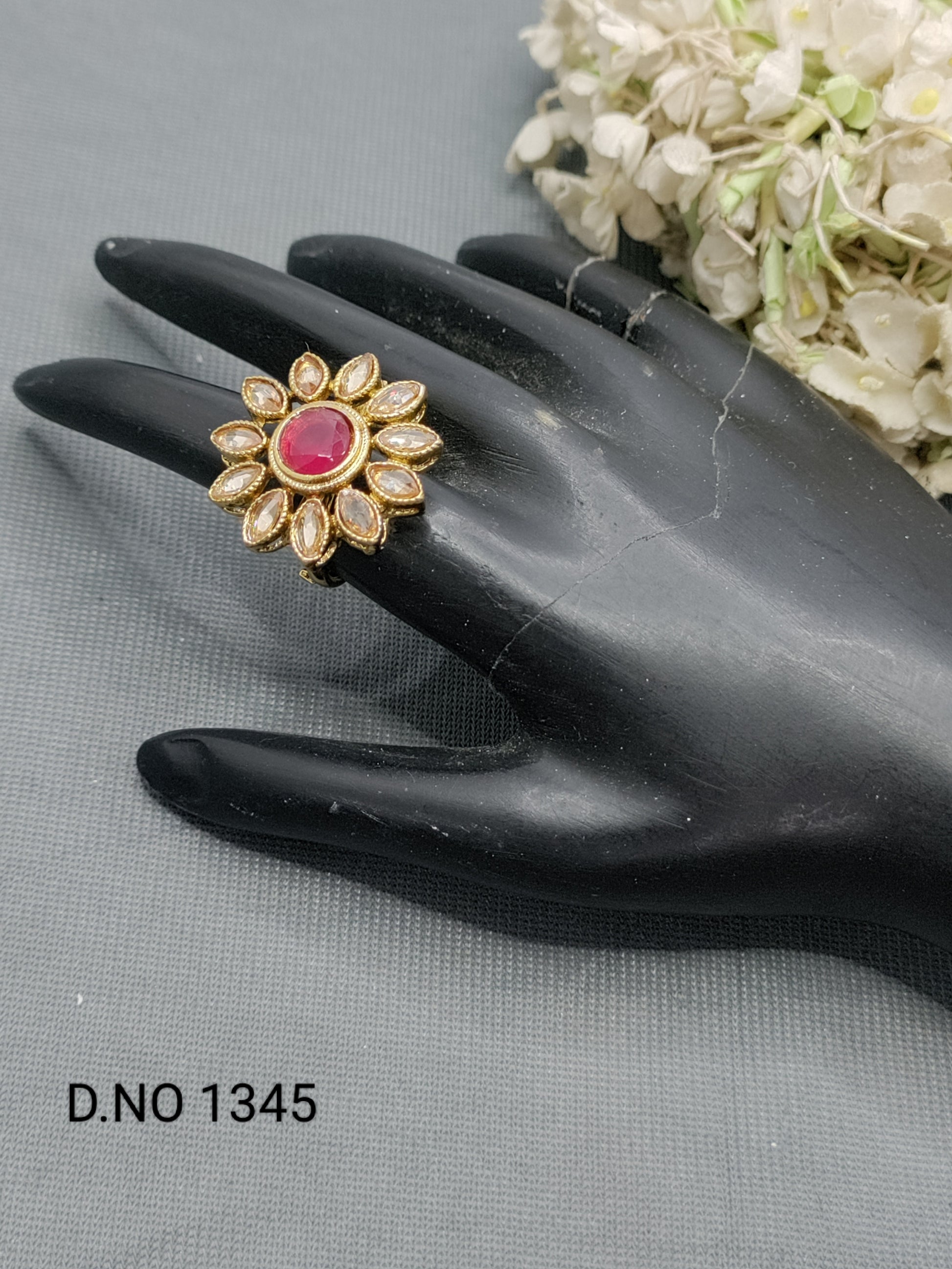 Polki Mehandi Finger Ring Sku 1345 rchiecreation