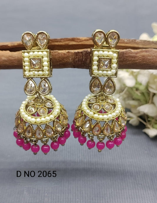 Polki Mehandi Jhumki Earrings Sku 2065 rchiecreation