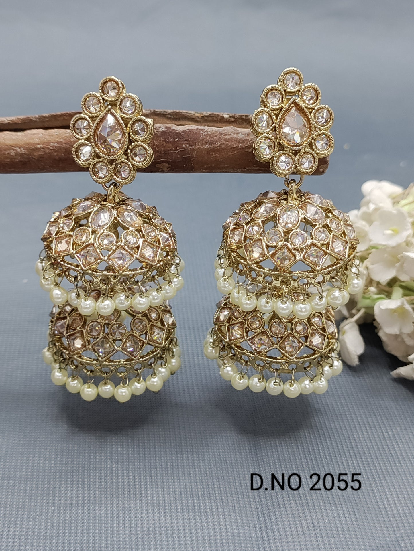 Polki Mehandi Jhumki Earring Sku 2055 rchiecreation