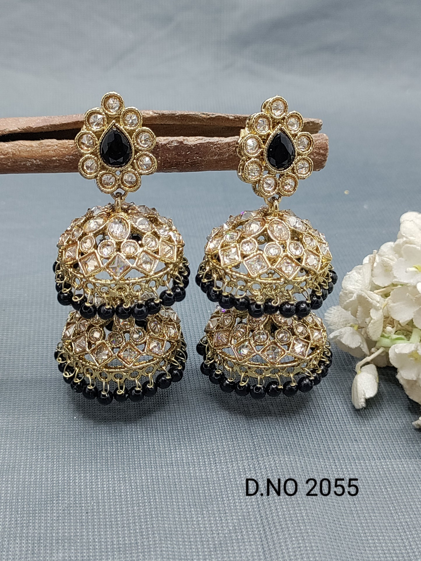 Polki Mehandi Jhumki Earring Sku 2055 rchiecreation