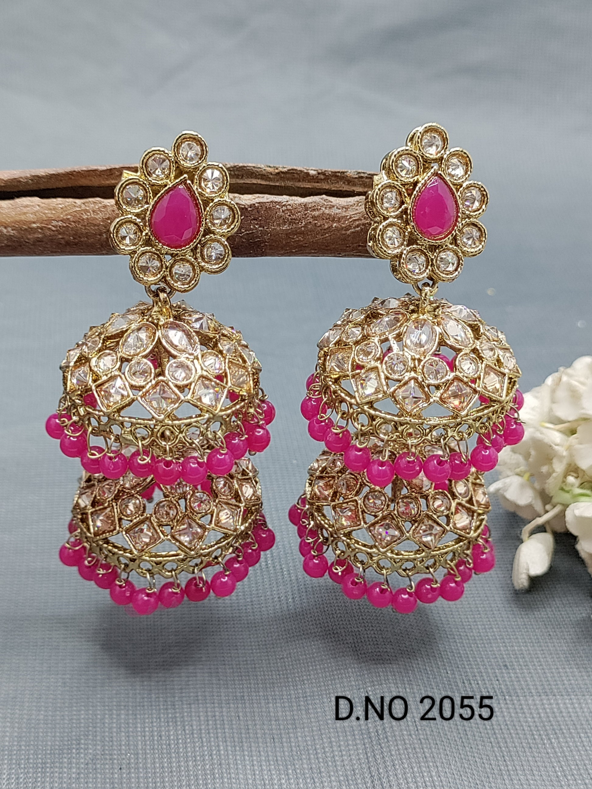 Polki Mehandi Jhumki Earring Sku 2055 rchiecreation