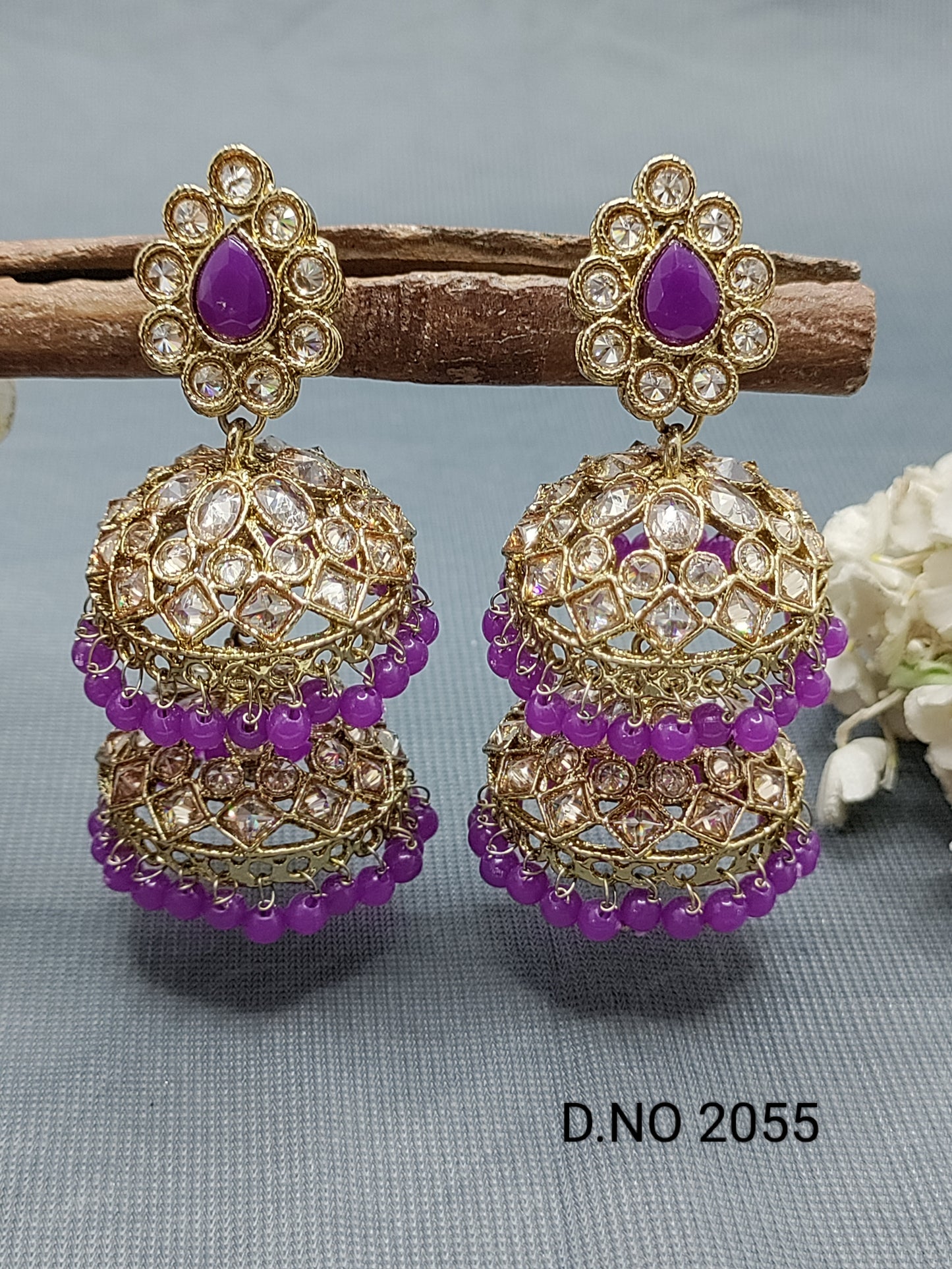 Polki Mehandi Jhumki Earring Sku 2055 rchiecreation