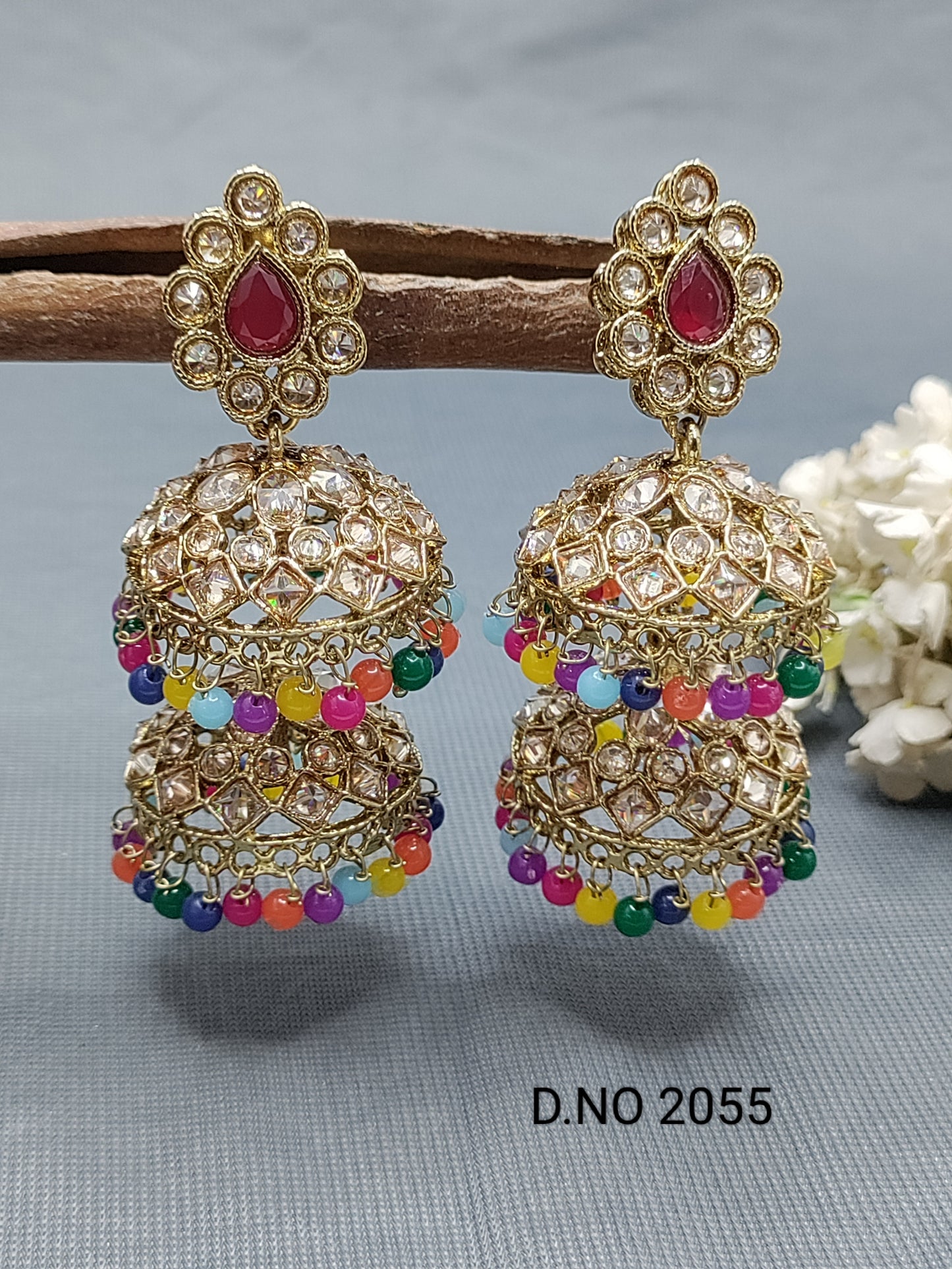 Polki Mehandi Jhumki Earring Sku 2055 rchiecreation