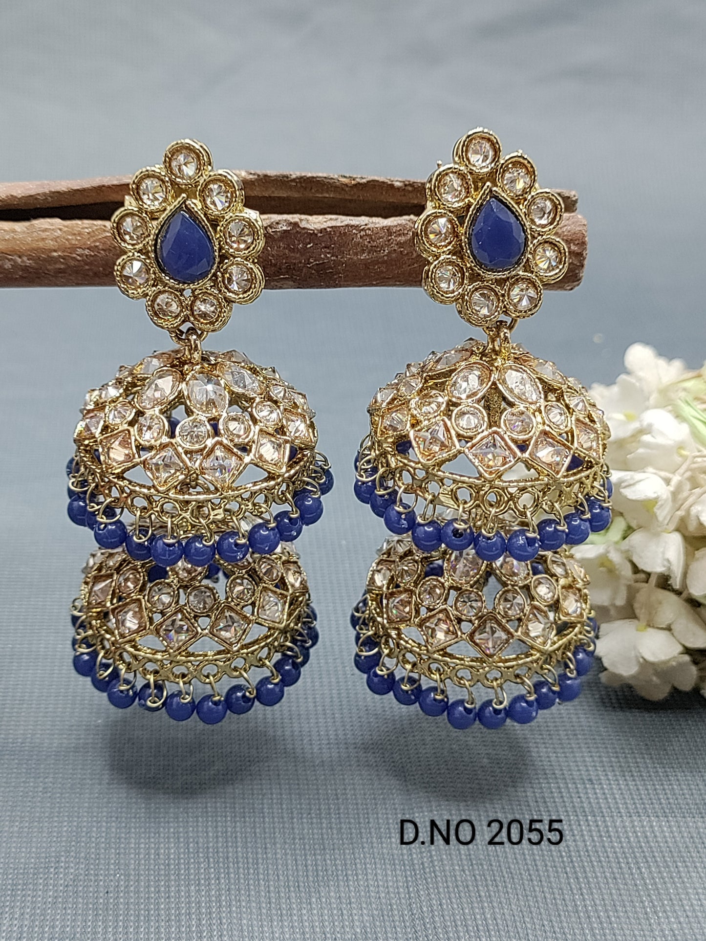 Polki Mehandi Jhumki Earring Sku 2055 rchiecreation