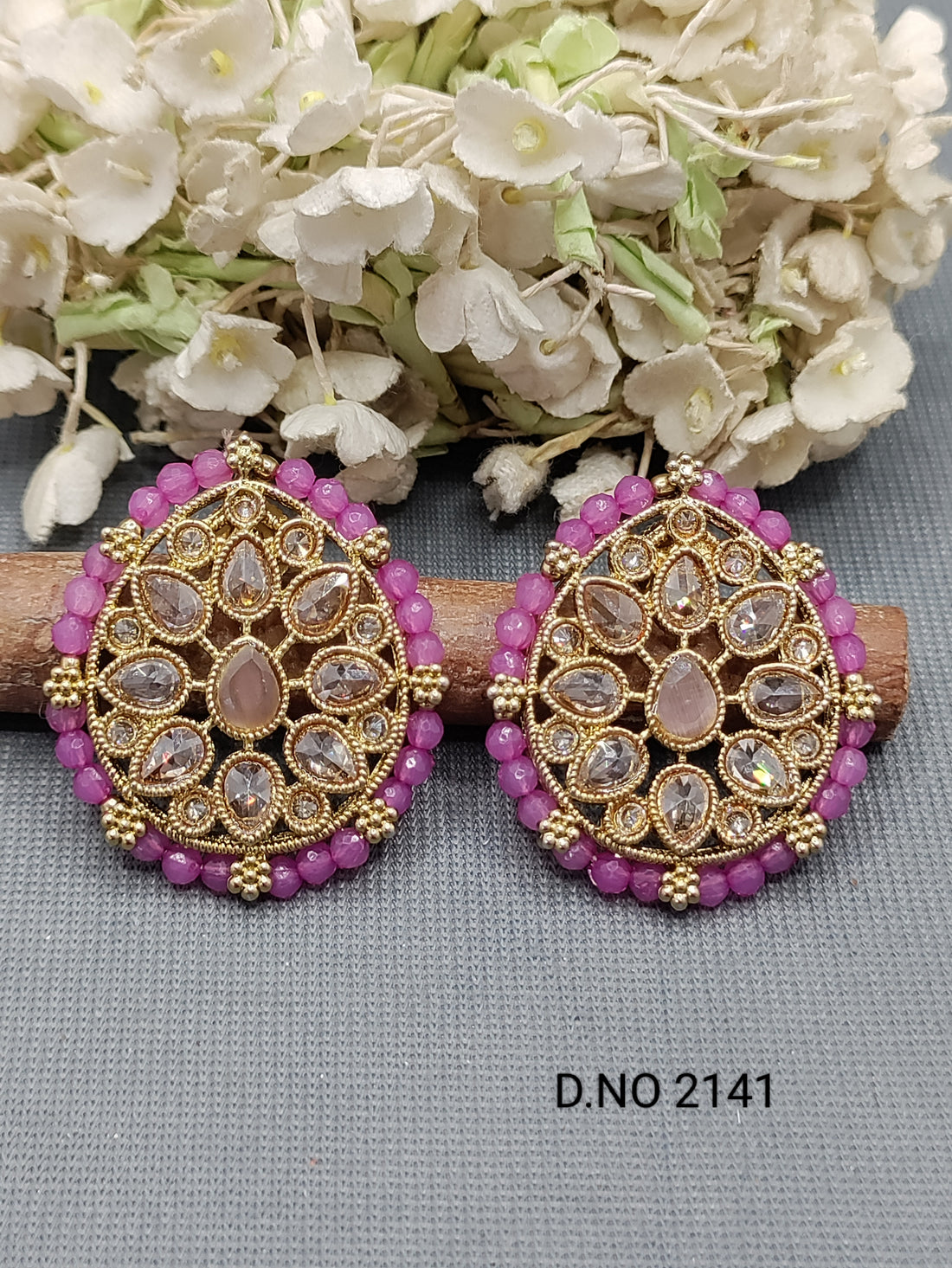 Polki Mehandi top & Stud Earring Sku 2141 rchiecreation