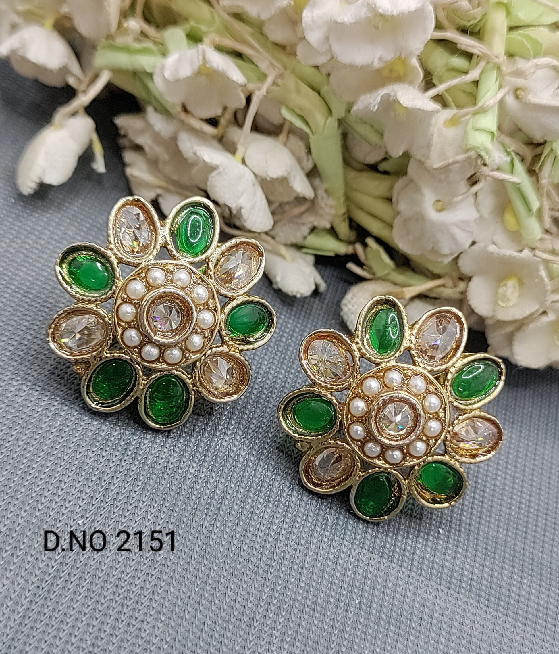 Polki Mehandi tops & Stud Earring Sku 2151 rchiecreation