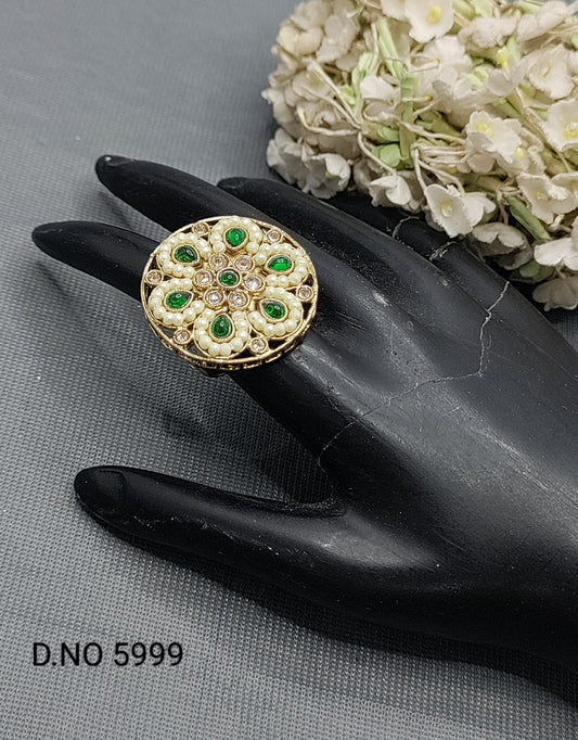 Polki Mehandi Finger Ring Sku 5999 rchiecreation