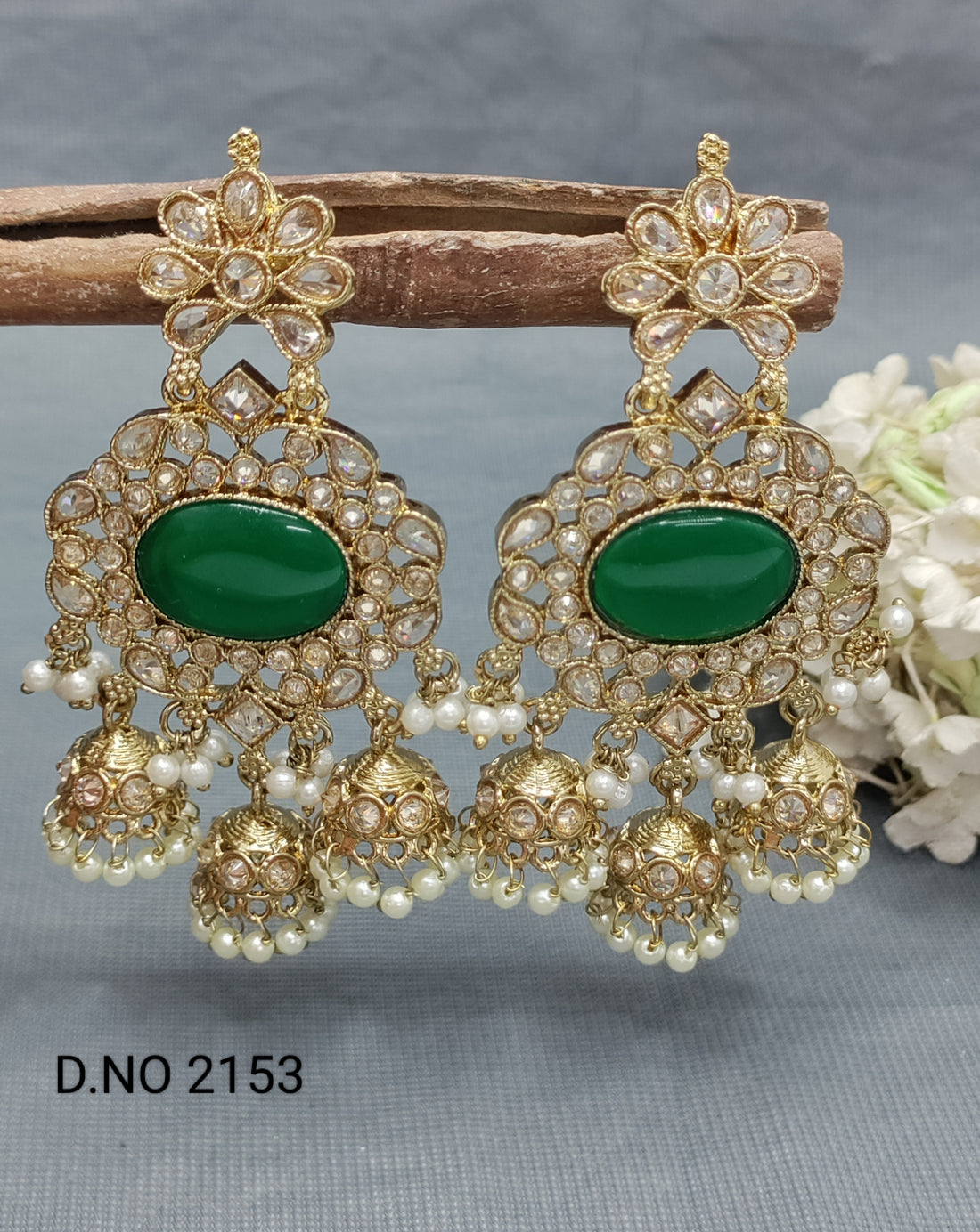 Polki Mehandi Earring Sku 2153 rchiecreation
