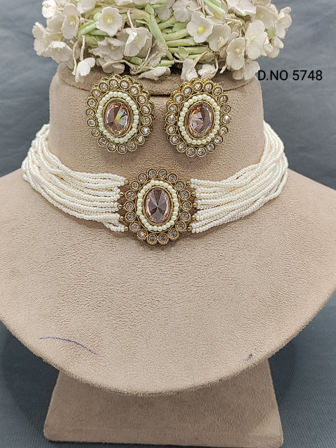 Polki Choker Mehandi Necklace Set Sku 5748 B1 rchiecreation