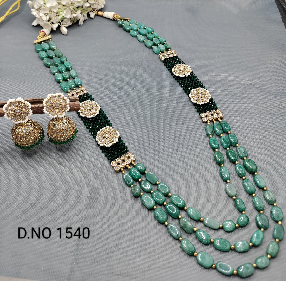 Polki Mehandi Long Mala Necklace 1540 rchiecreation