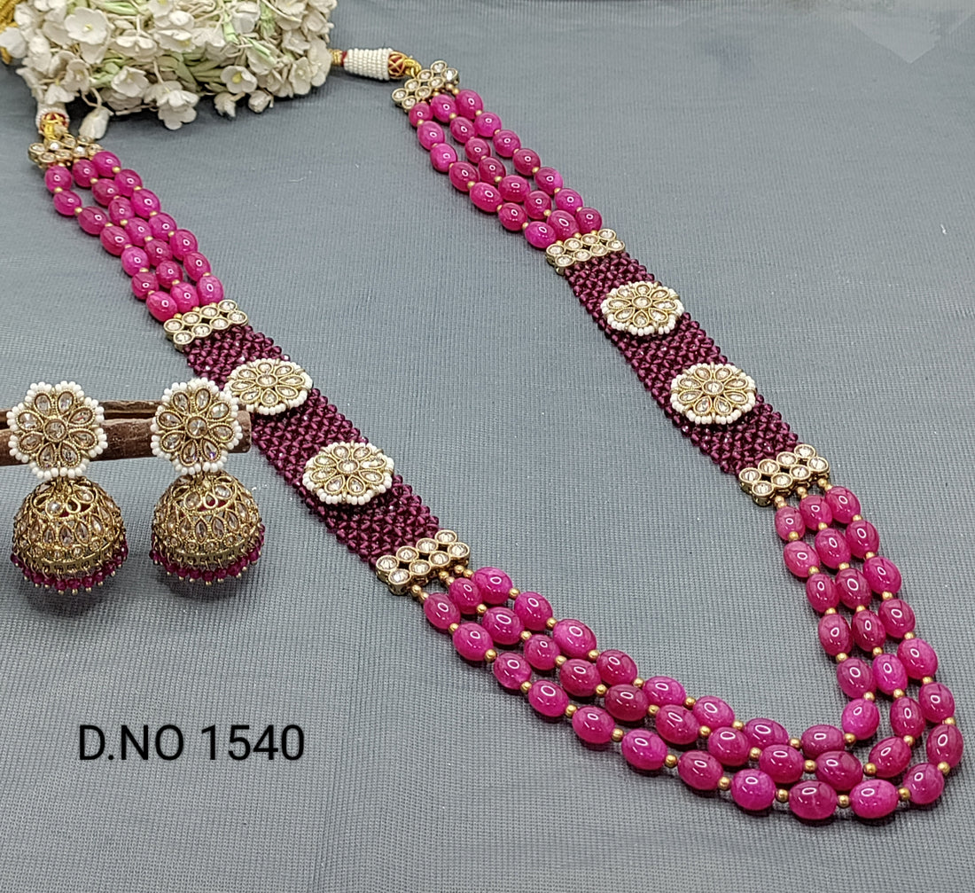 Polki Mehandi Long Mala Necklace 1540 rchiecreation