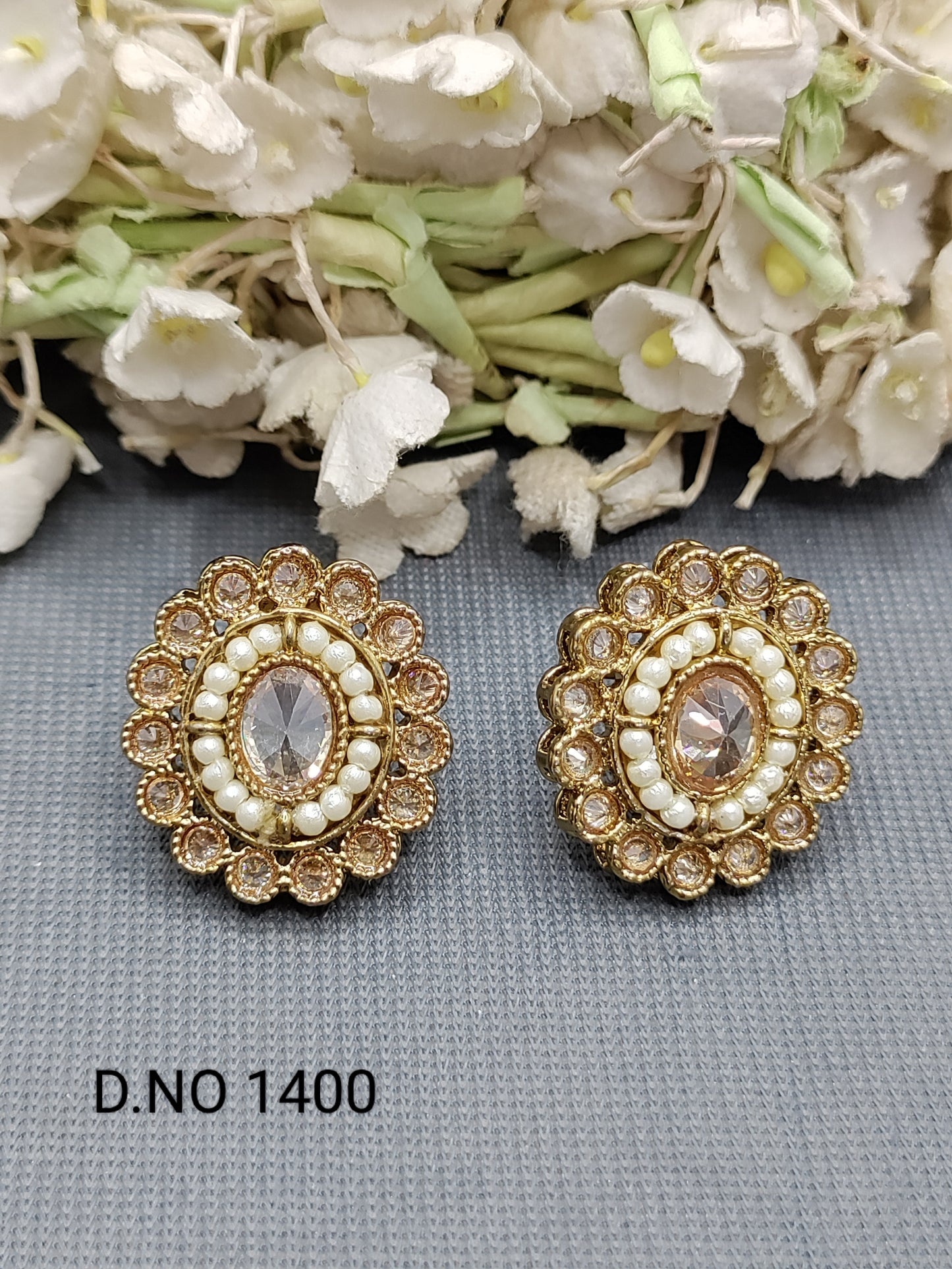 Polki Mehandi Tops & Stud Earring Sku 1400 rchiecreation