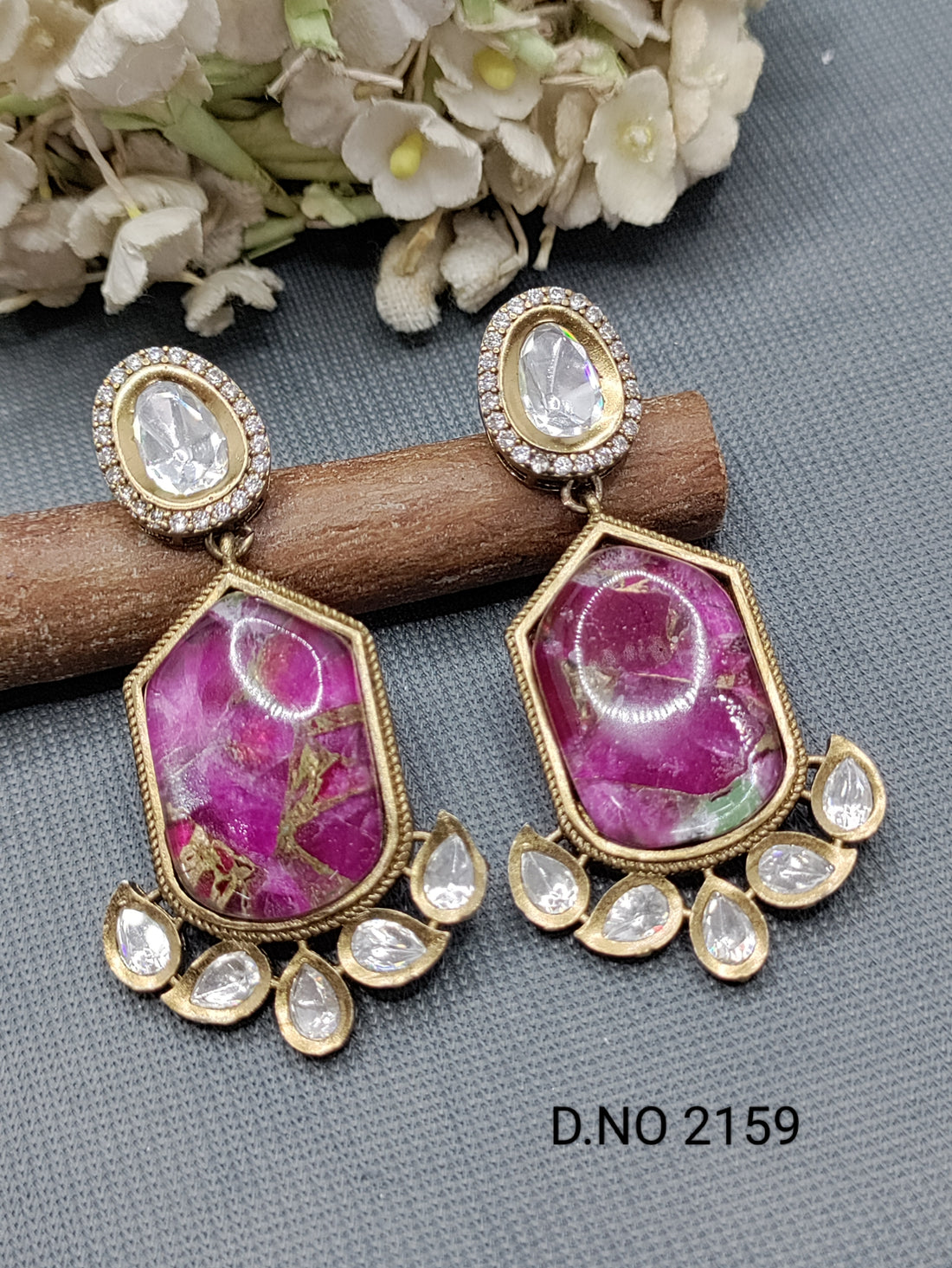 Moissanite Mehandi Earring Sku 2159 rchiecreation