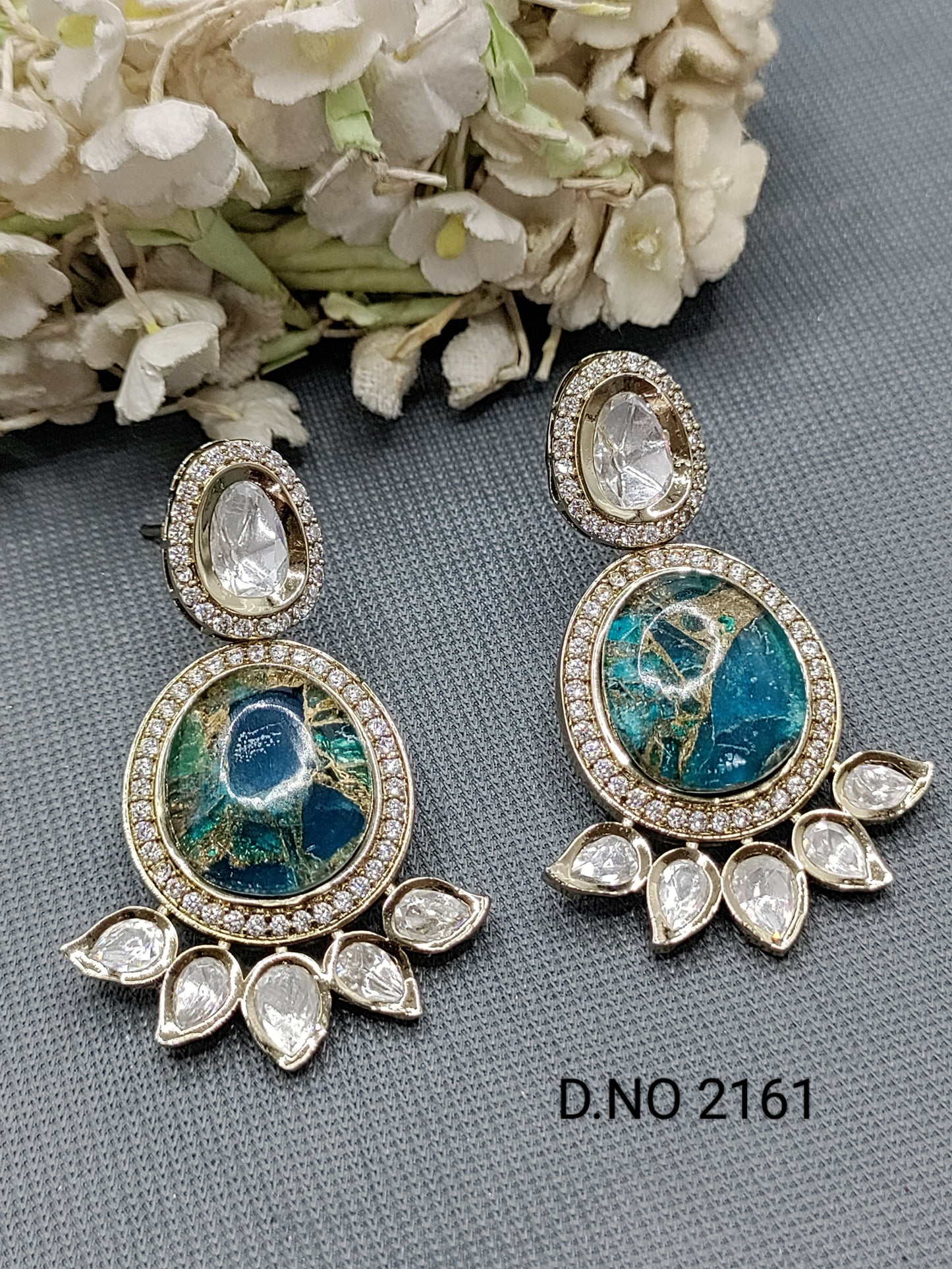 Moissanite Mehandi Earring Sku 2161 rchiecreation