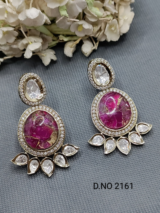 Moissanite Mehandi Earring Sku 2161 rchiecreation