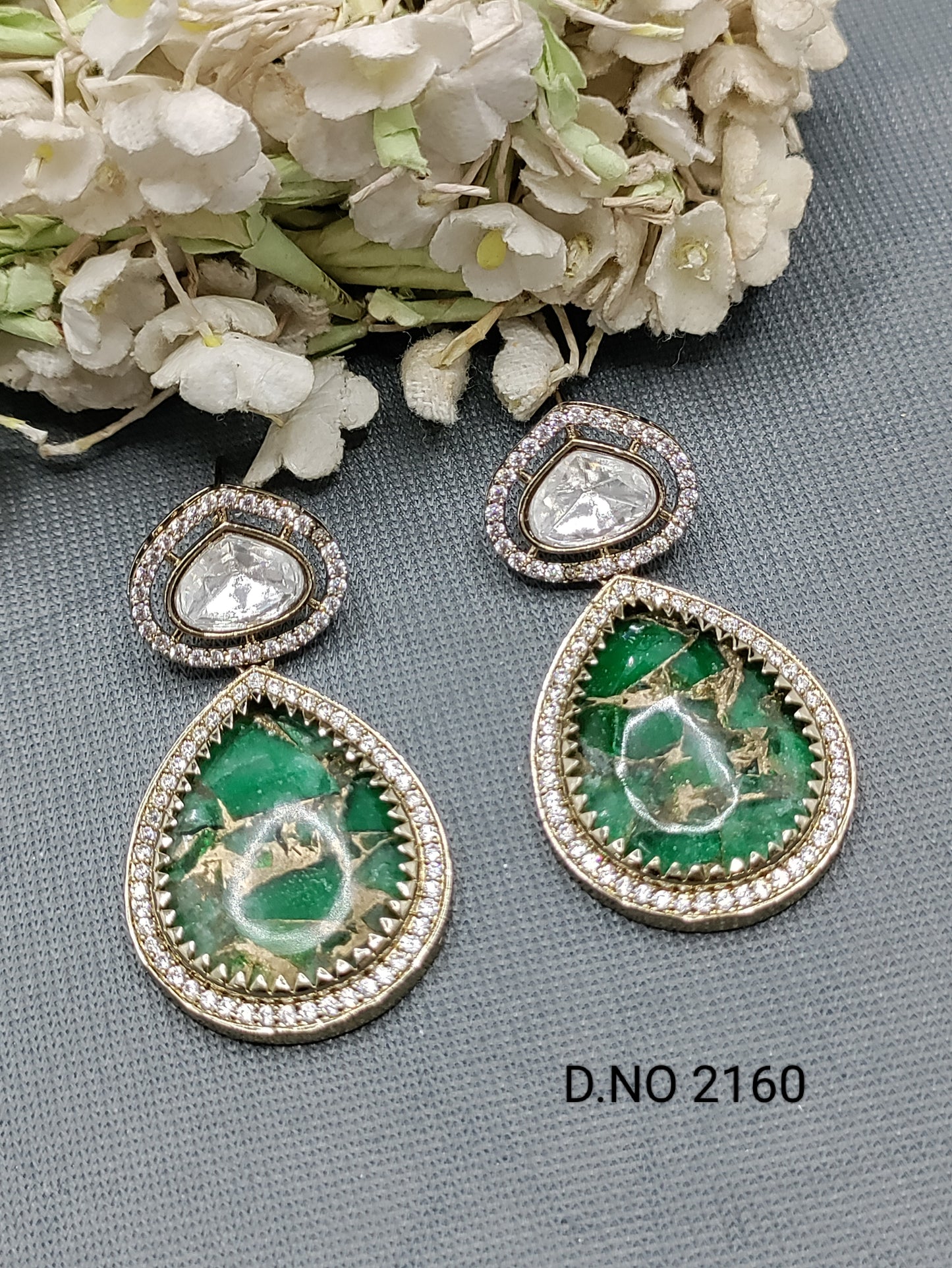 Moissanite Mehandi Earring Sku 2160 rchiecreation