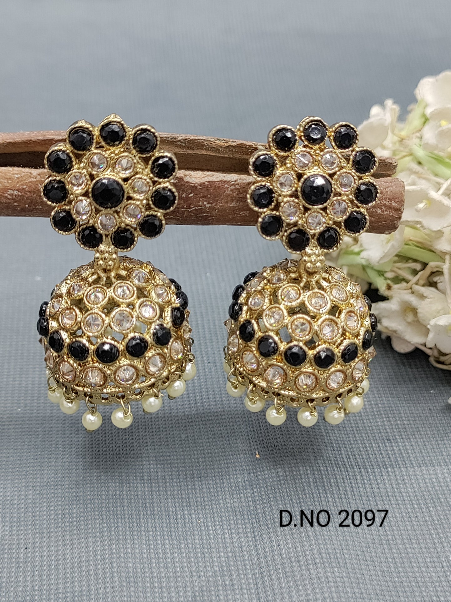 Polki Mehandi Jhumki Earring Sku 2097 rchiecreation