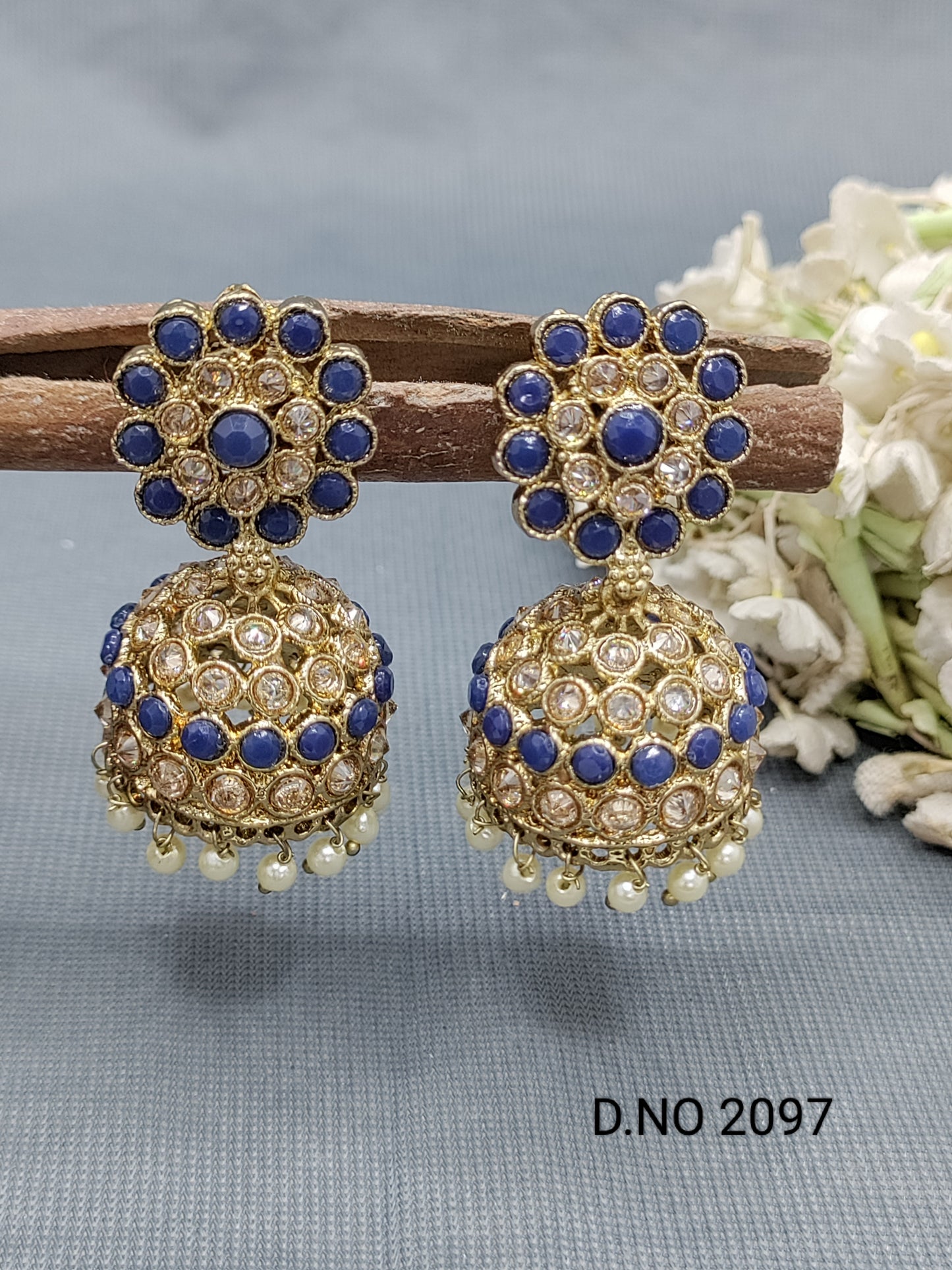 Polki Mehandi Jhumki Earring Sku 2097 rchiecreation