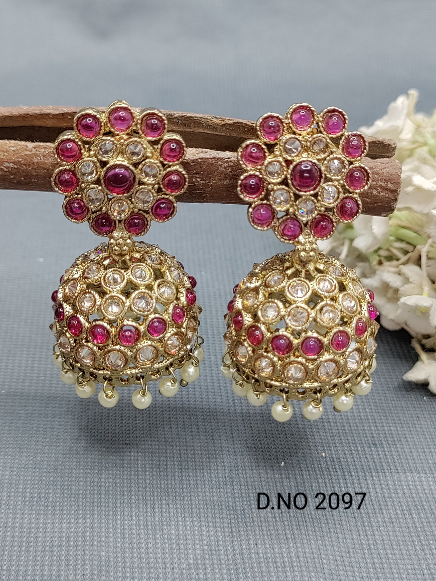 Polki Mehandi Jhumki Earring Sku 2097 rchiecreation