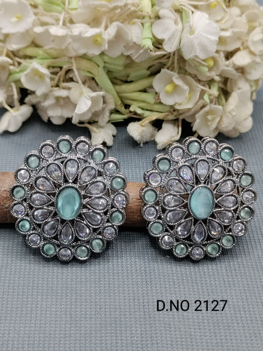 Polki Victorian Tops & Stud Earring Sku 2127 rchiecreation