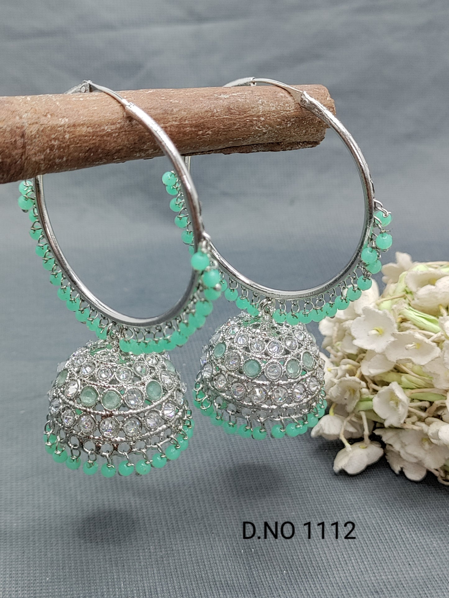 Rodium Hoop Bali Jhumki Earring Sku-1112 E3 rchiecreation