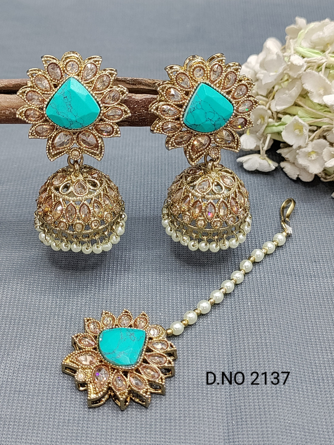 Polki Mehandi Earring & Tica Sku 2137 rchiecreation