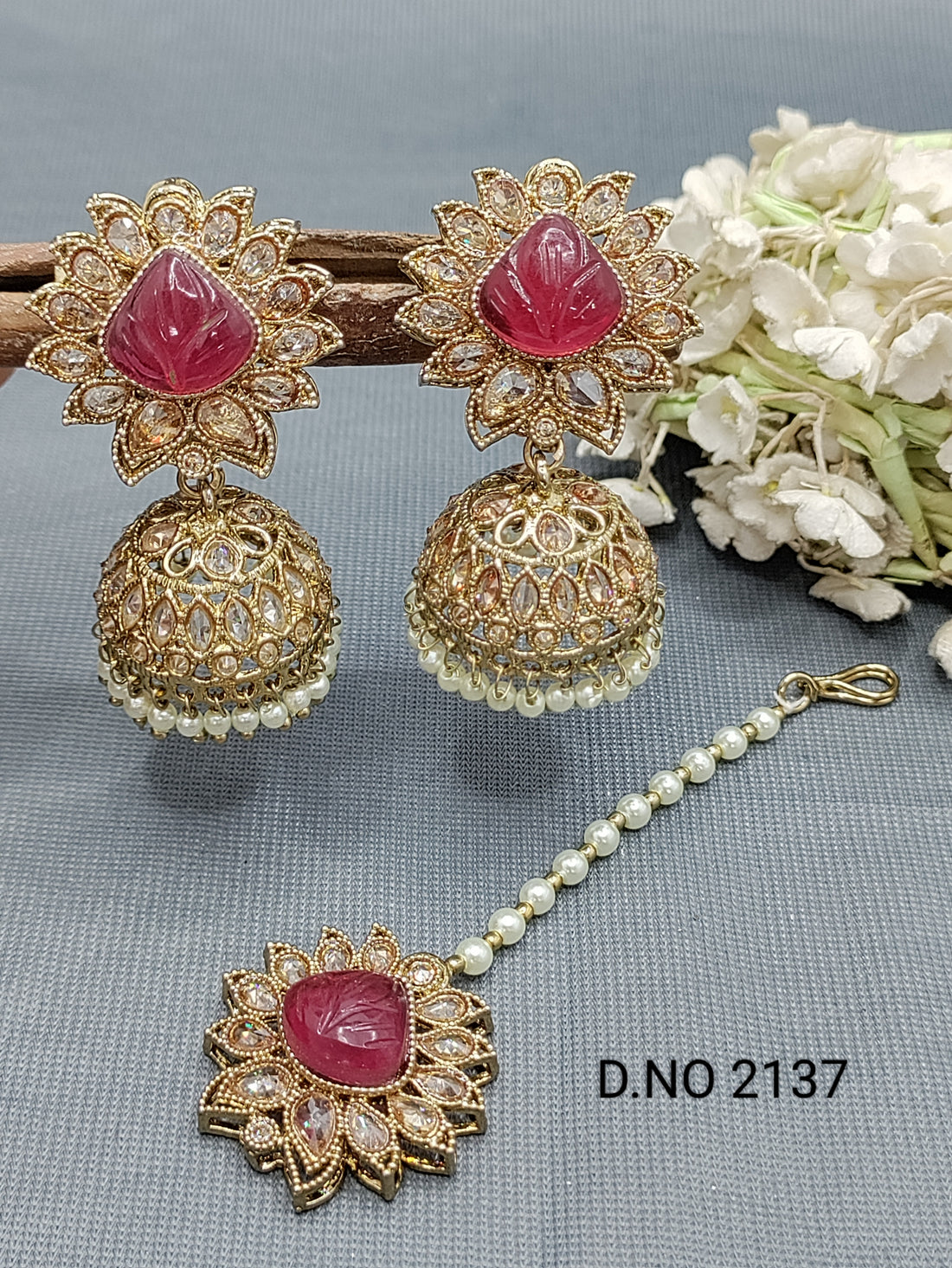 Polki Mehandi Earring & Tica Sku 2137 rchiecreation