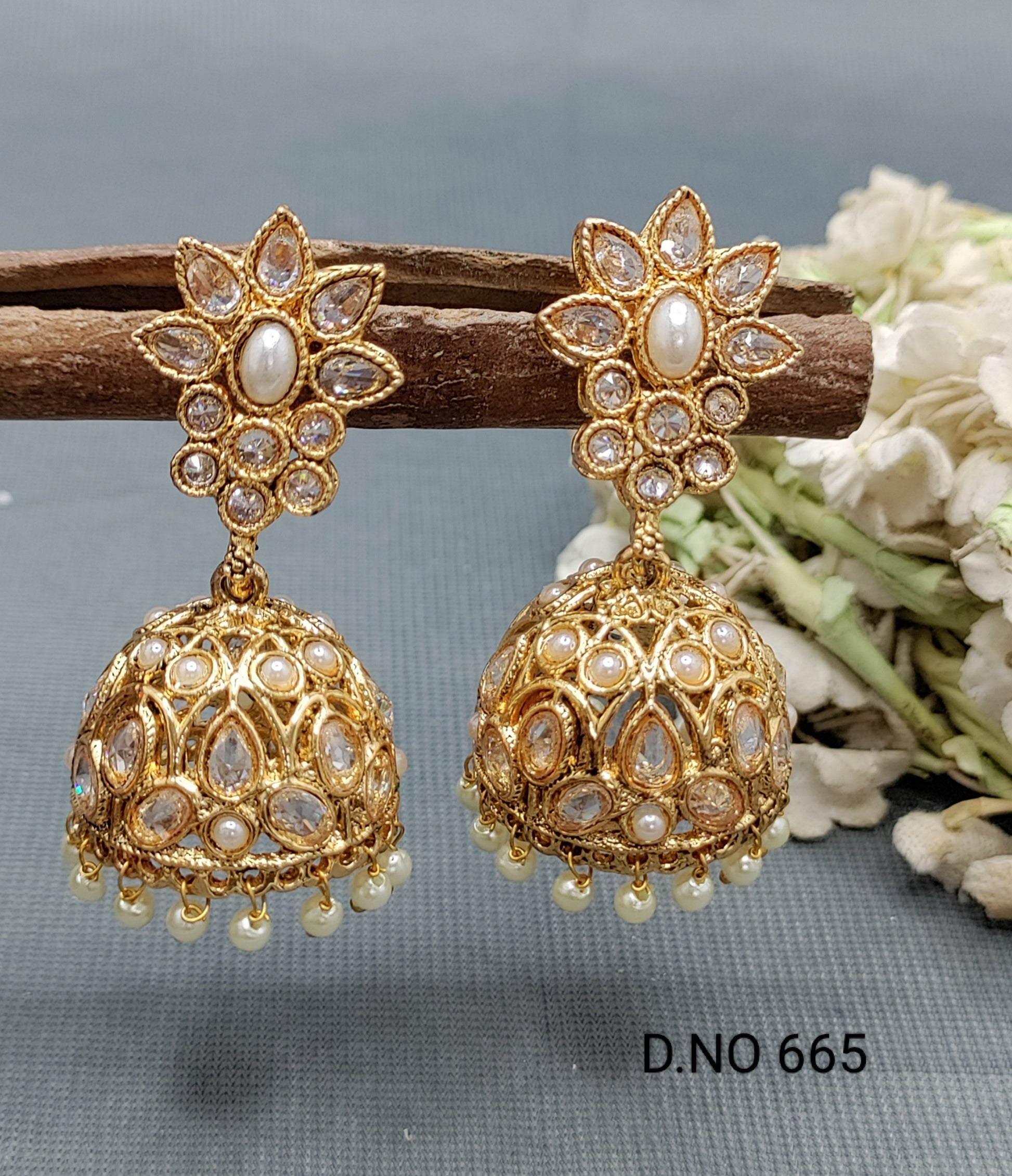 Antique Golden Earrings Sku 665 D3 rchiecreation