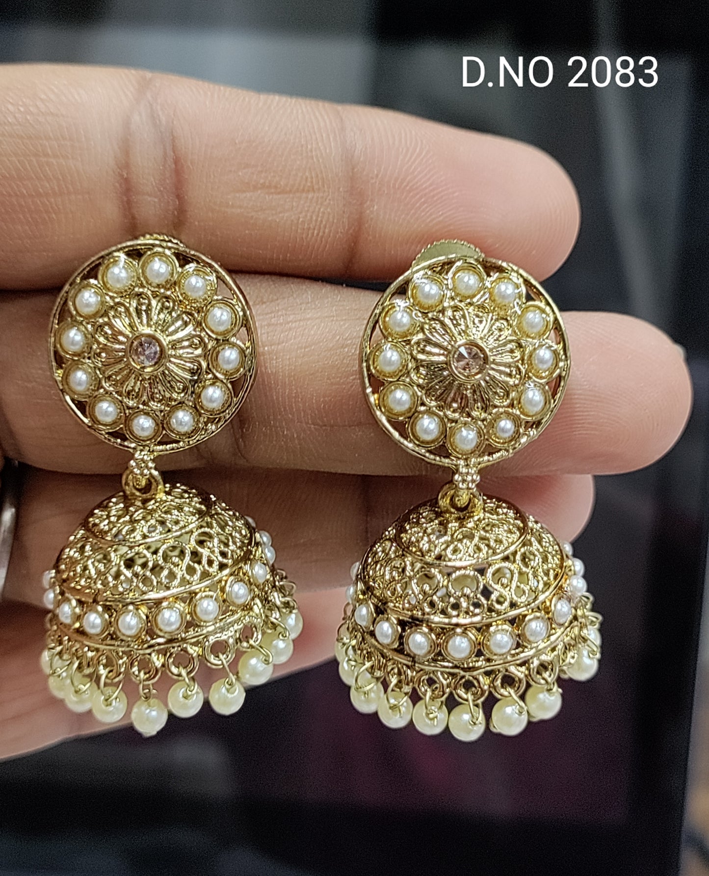 Polki Mehandi Jhumki Earring Sku 2983 rchiecreation