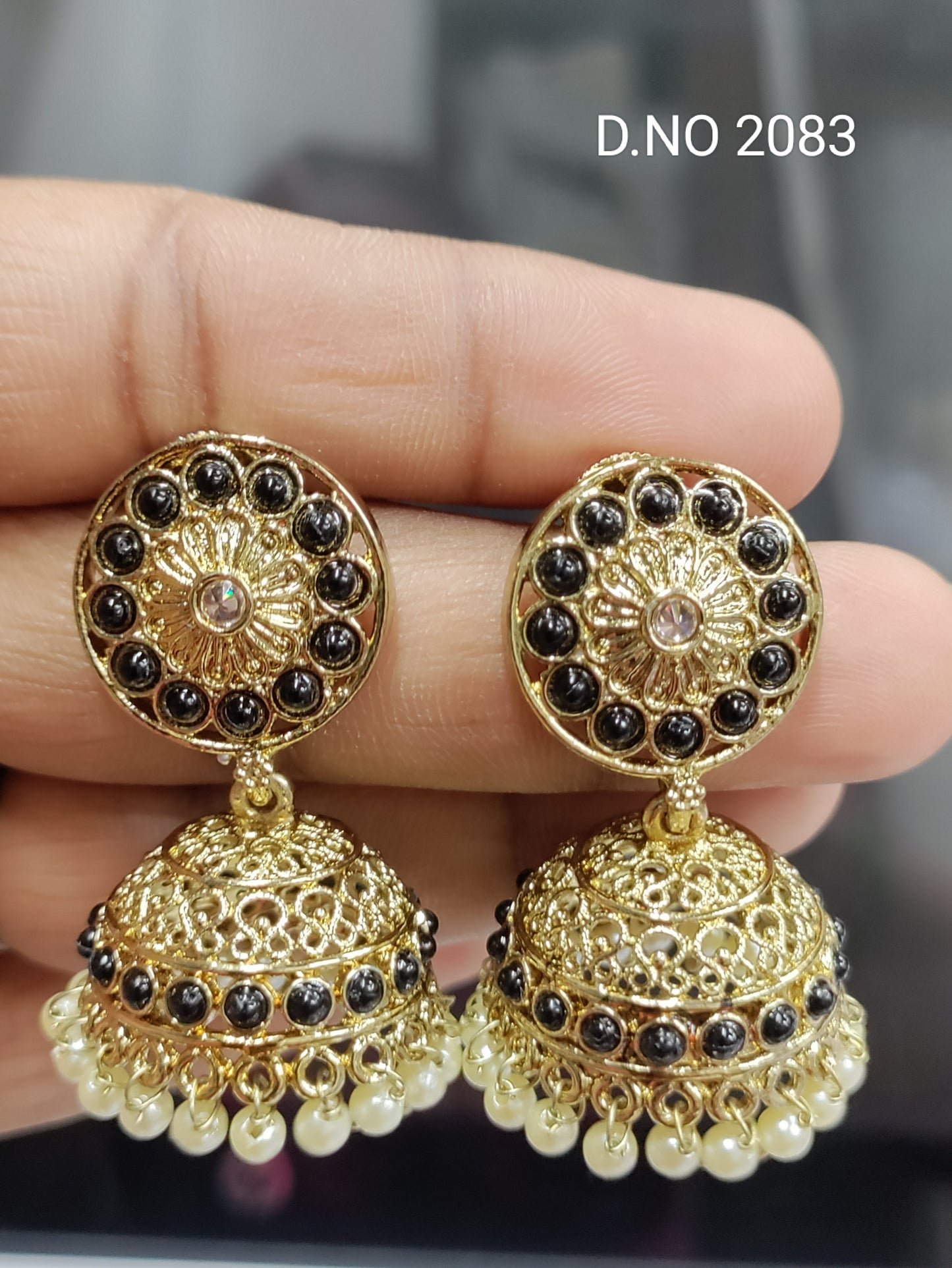 Polki Mehandi Jhumki Earring Sku 2983 rchiecreation