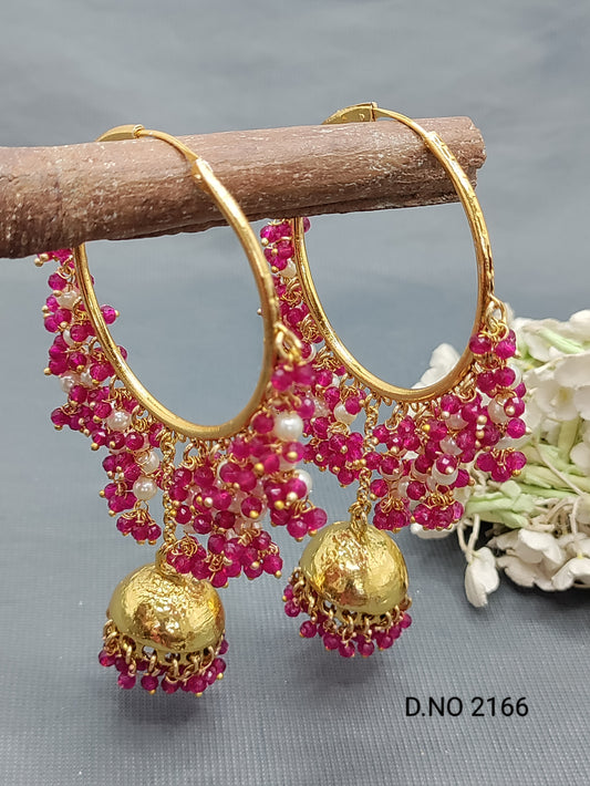 Golden Hoop Bali Jhumki Earring Sku 2166 rchiecreation