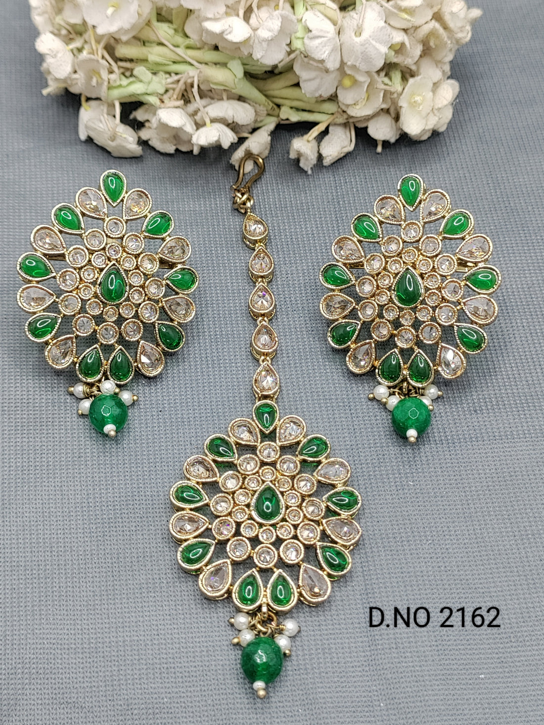 Polki Mehandi Earring & Tica Sku 2162 rchiecreation