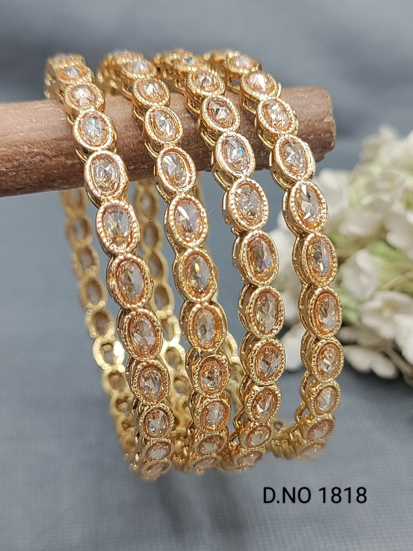 Golden Polki Bangles Sku 1818 rchiecreation