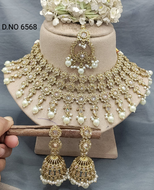 Polki Mehandi bridal Necklace Set Sku 6568 rchiecreation