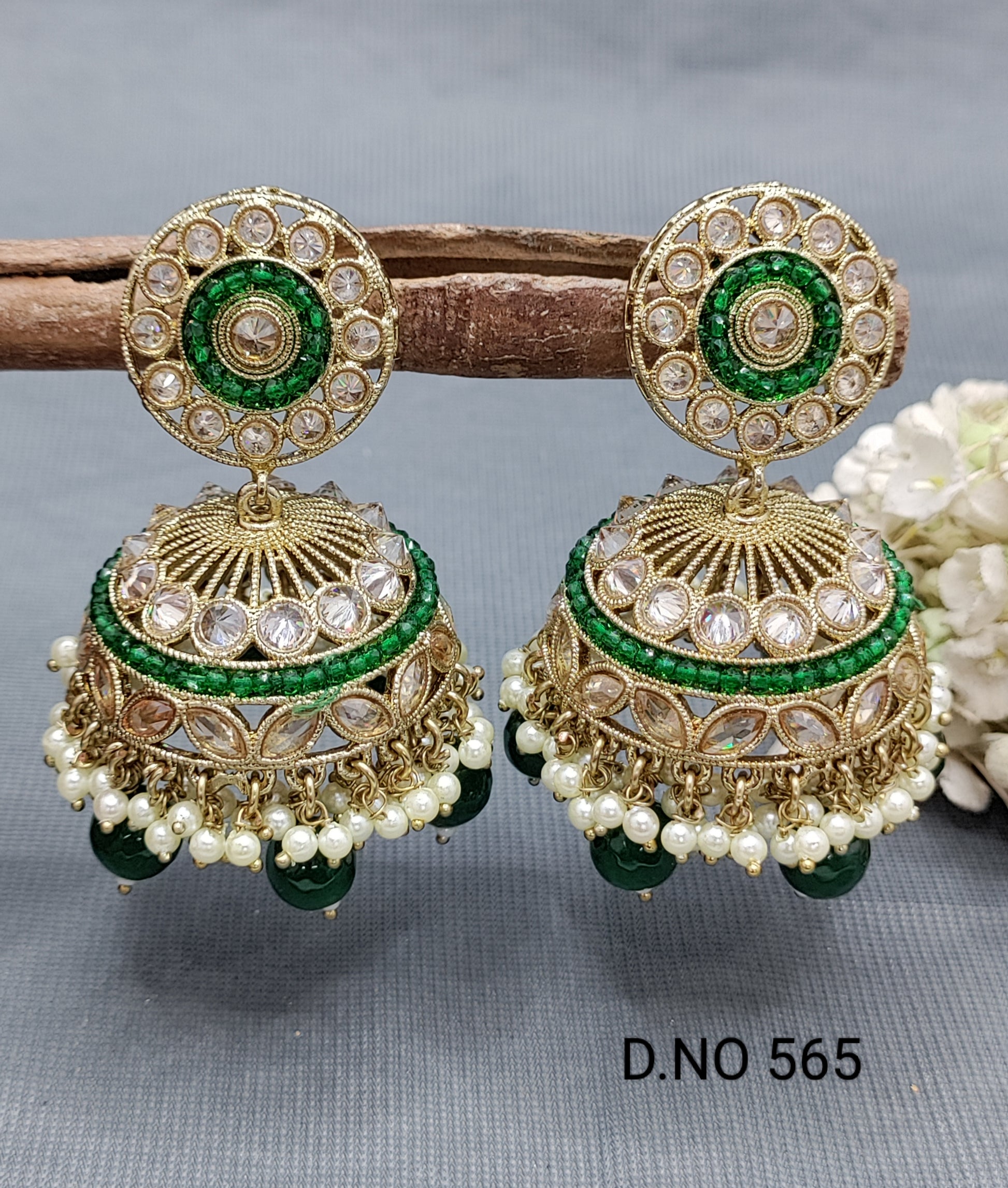 Polki Mehndi Earring Sku 565 A4 rchiecreation