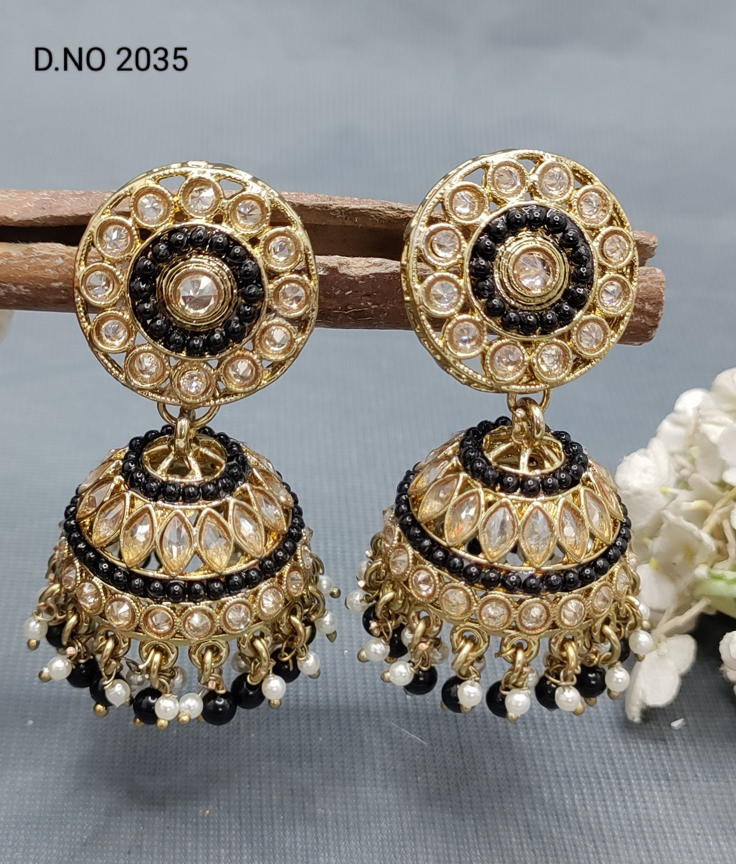 Polki Mehandi Jhumki Earring Sku -2035 A3 rchiecreation