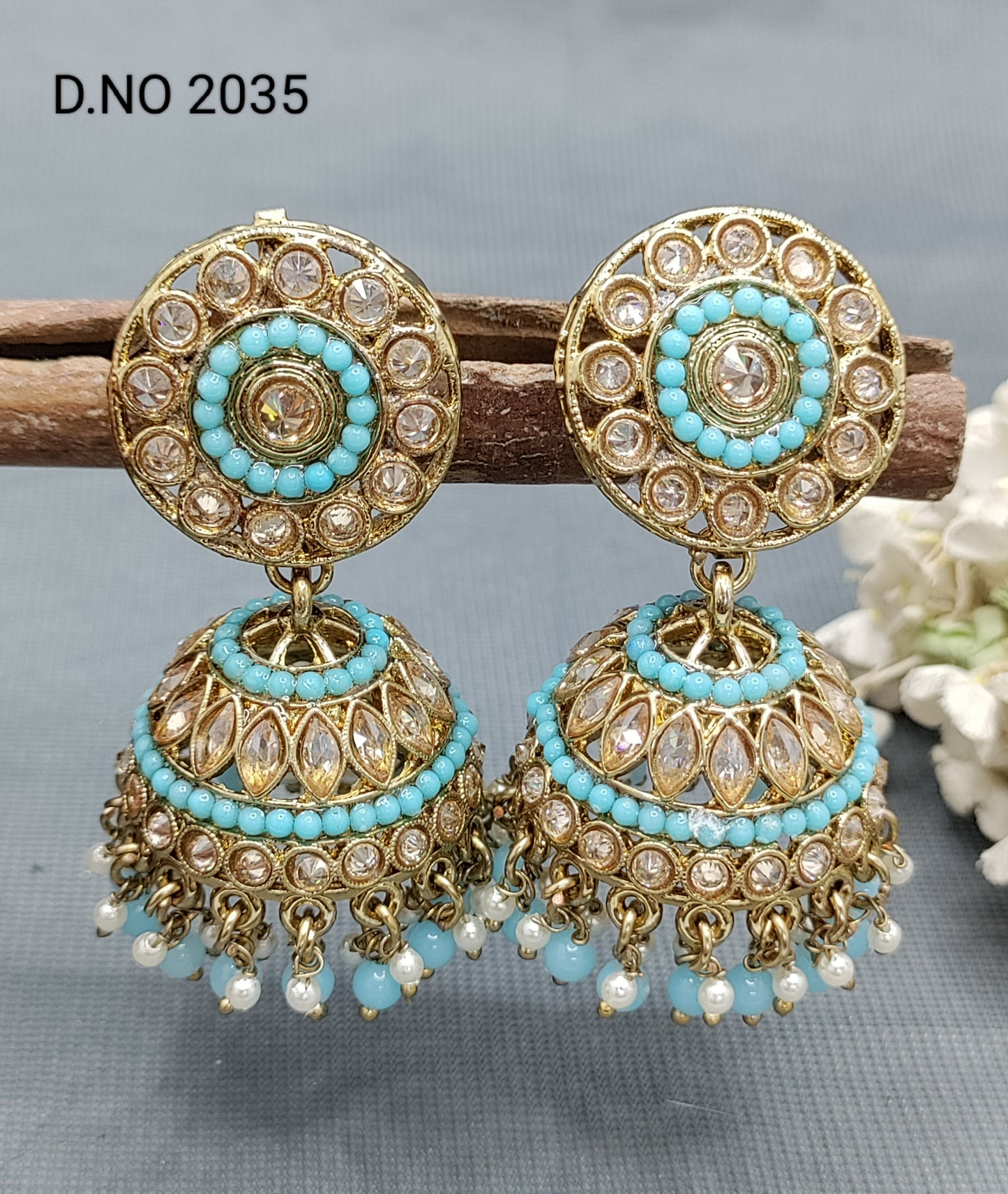 Polki Mehandi Jhumki Earring Sku -2035 A3 rchiecreation