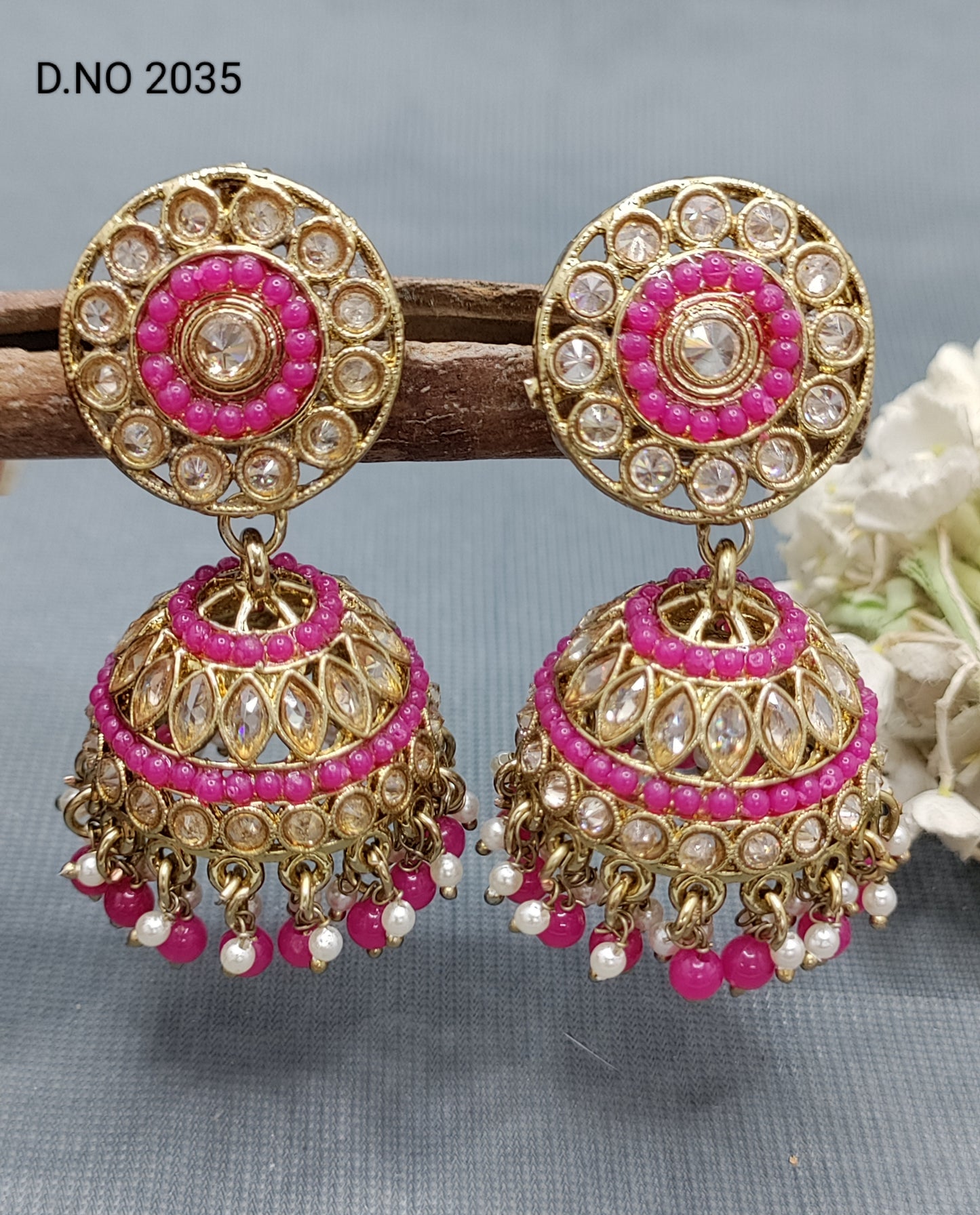 Polki Mehandi Jhumki Earring Sku -2035 A3 rchiecreation