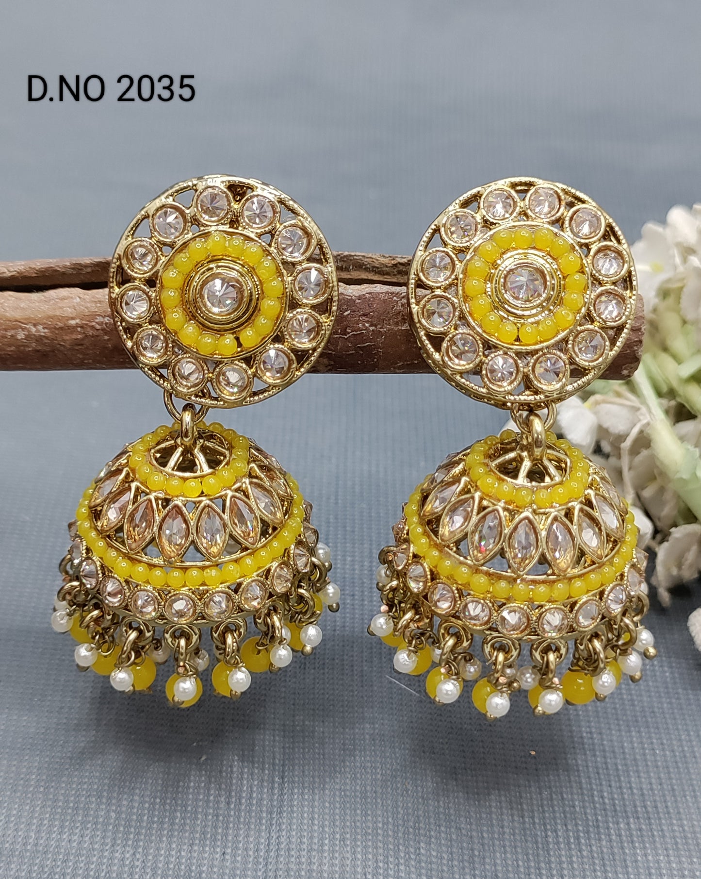 Polki Mehandi Jhumki Earring Sku -2035 A3 rchiecreation