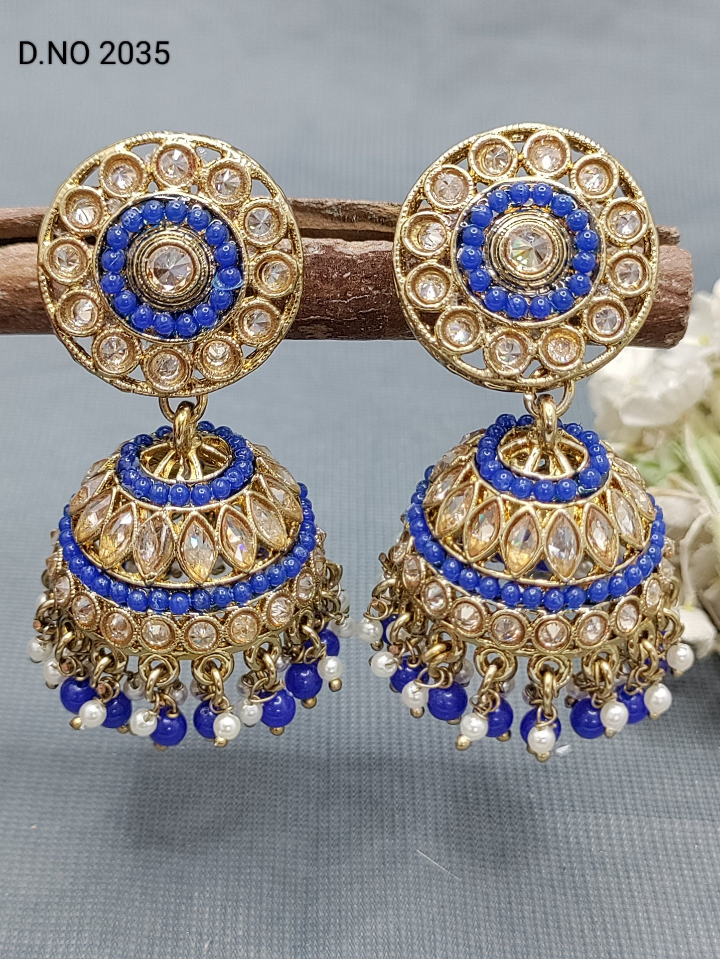 Polki Mehandi Jhumki Earring Sku -2035 A3 rchiecreation