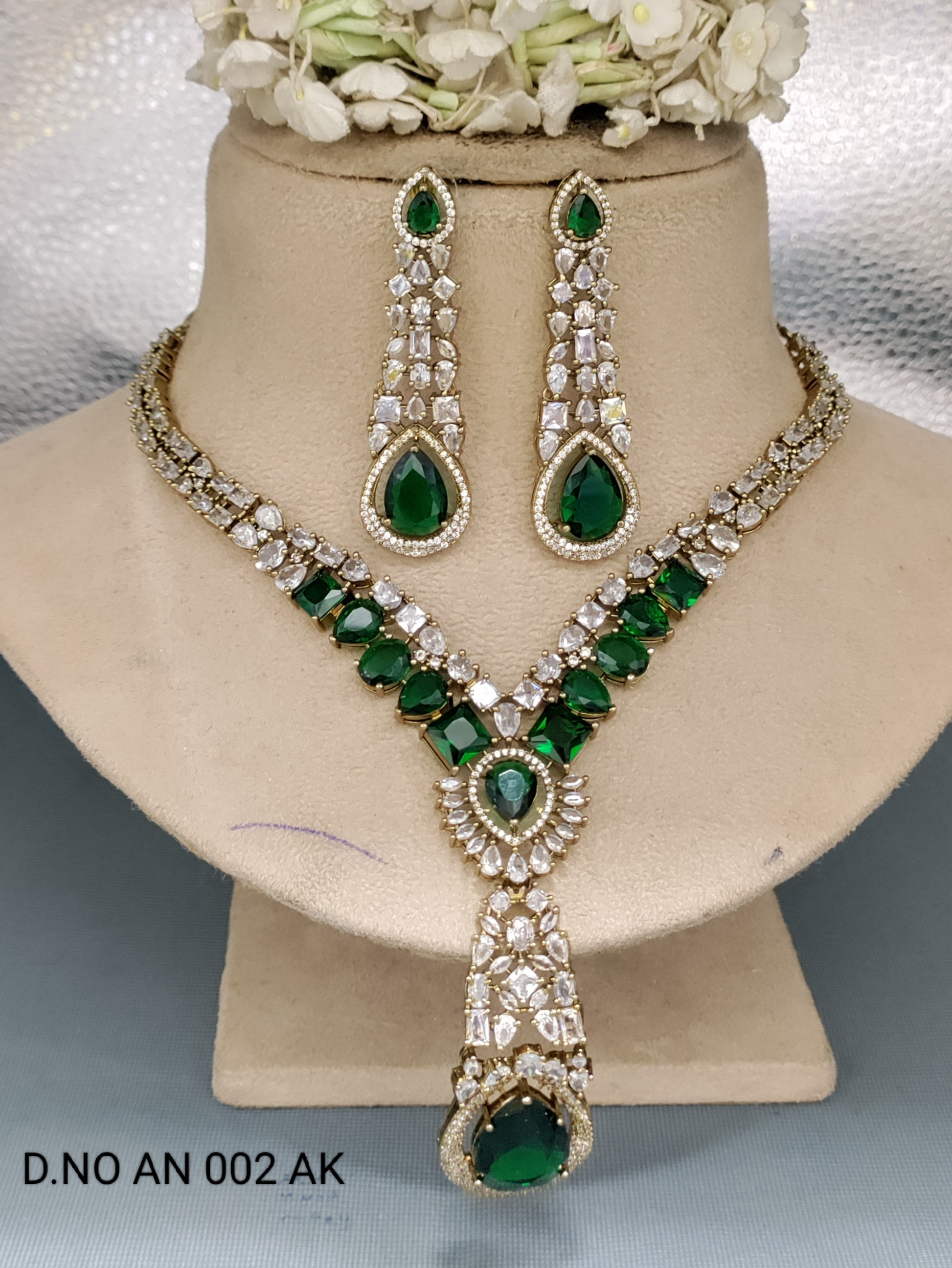 Cz Ad Mehandi Necklace Set Sku AN 002 AK rchiecreation