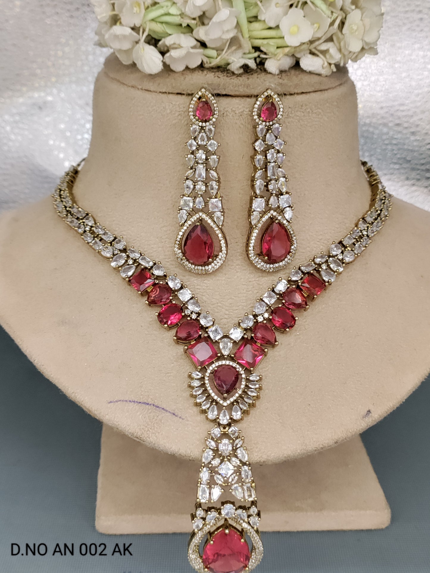 Cz Ad Mehandi Necklace Set Sku AN 002 AK rchiecreation