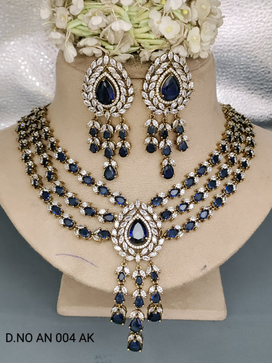 Cz Ad Mehandi bridal Necklace Set Sku AN 004 AK rchiecreation