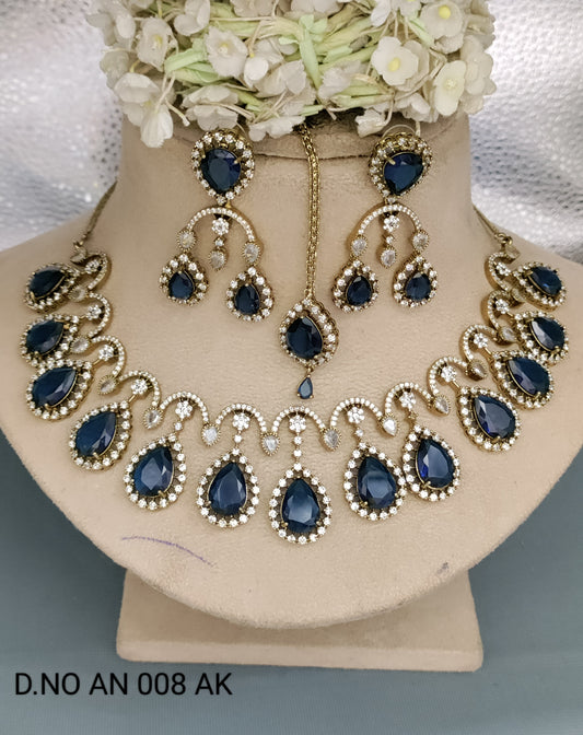 Cz Ad Mehandi Necklace Set Sku AN 008 AK rchiecreation