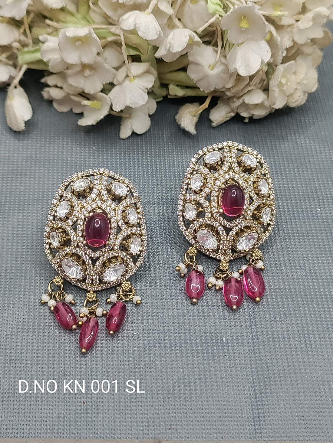 Moissanite Mehandi Tops & Stud Earrings Sku KE 001 KL rchiecreation