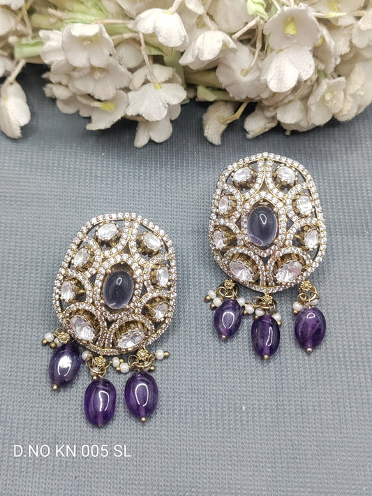 Moissanite Mehandi Tops & Stud Earrings Sku KE 001 KL rchiecreation