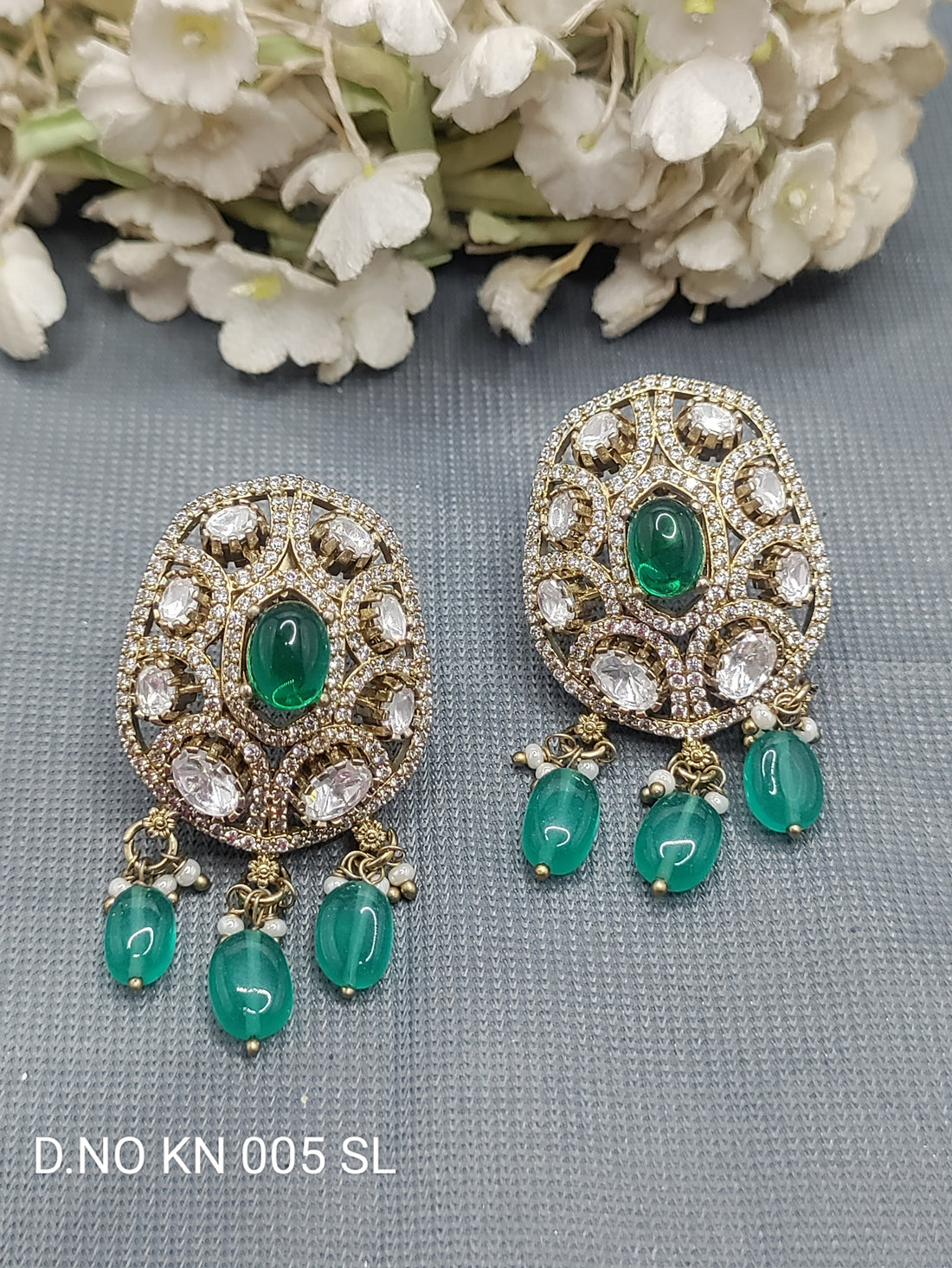Moissanite Mehandi Tops & Stud Earrings Sku KE 001 KL rchiecreation