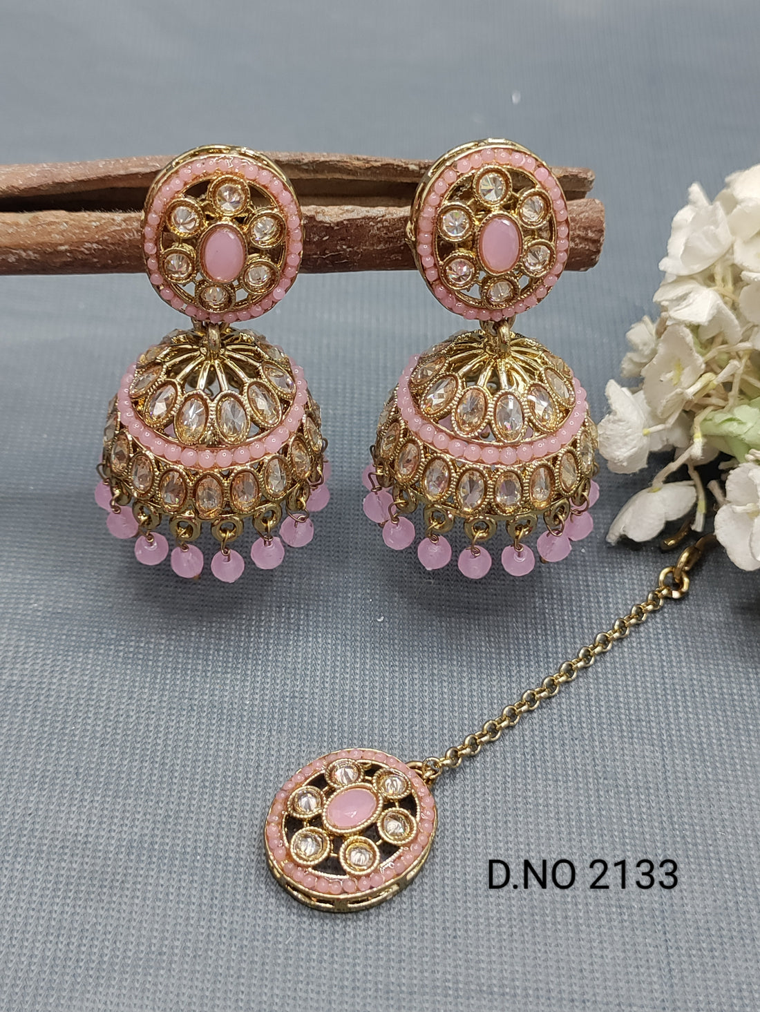 Polki Mehandi Earring & Tica Sku 2133 rchiecreation