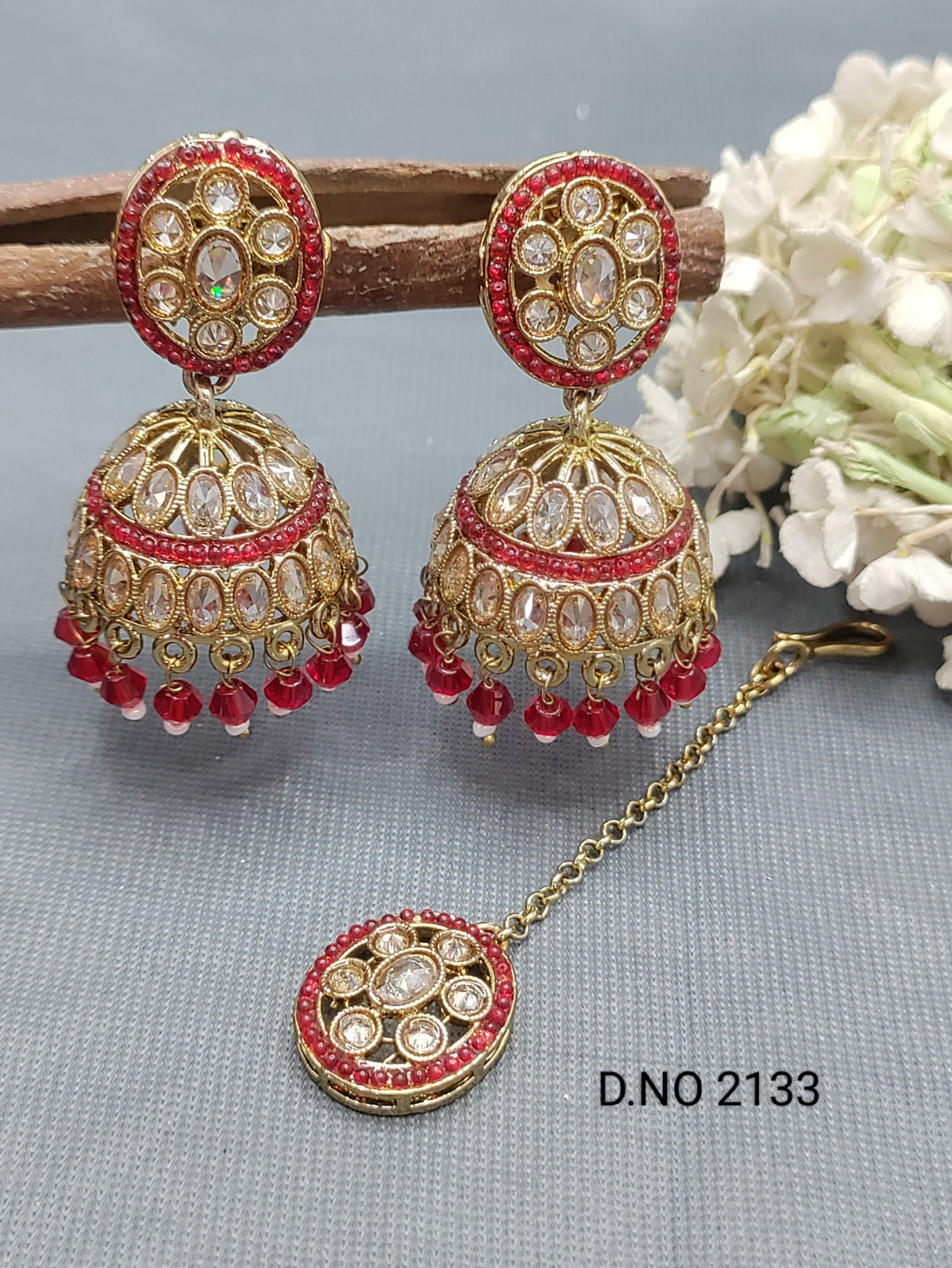 Polki Mehandi Earring & Tica Sku 2133 rchiecreation